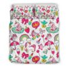 White Girly Unicorn Pattern Print Duvet Cover and Pillowcase Set Bedding Set