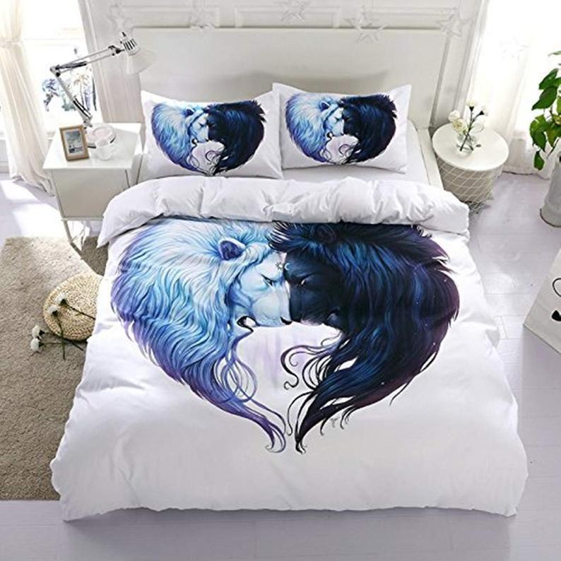 White Lion Duvet Cover and Pillowcase Set Bedding Set White Lion Duvet Cover and Pillowcase Set Bedding Set