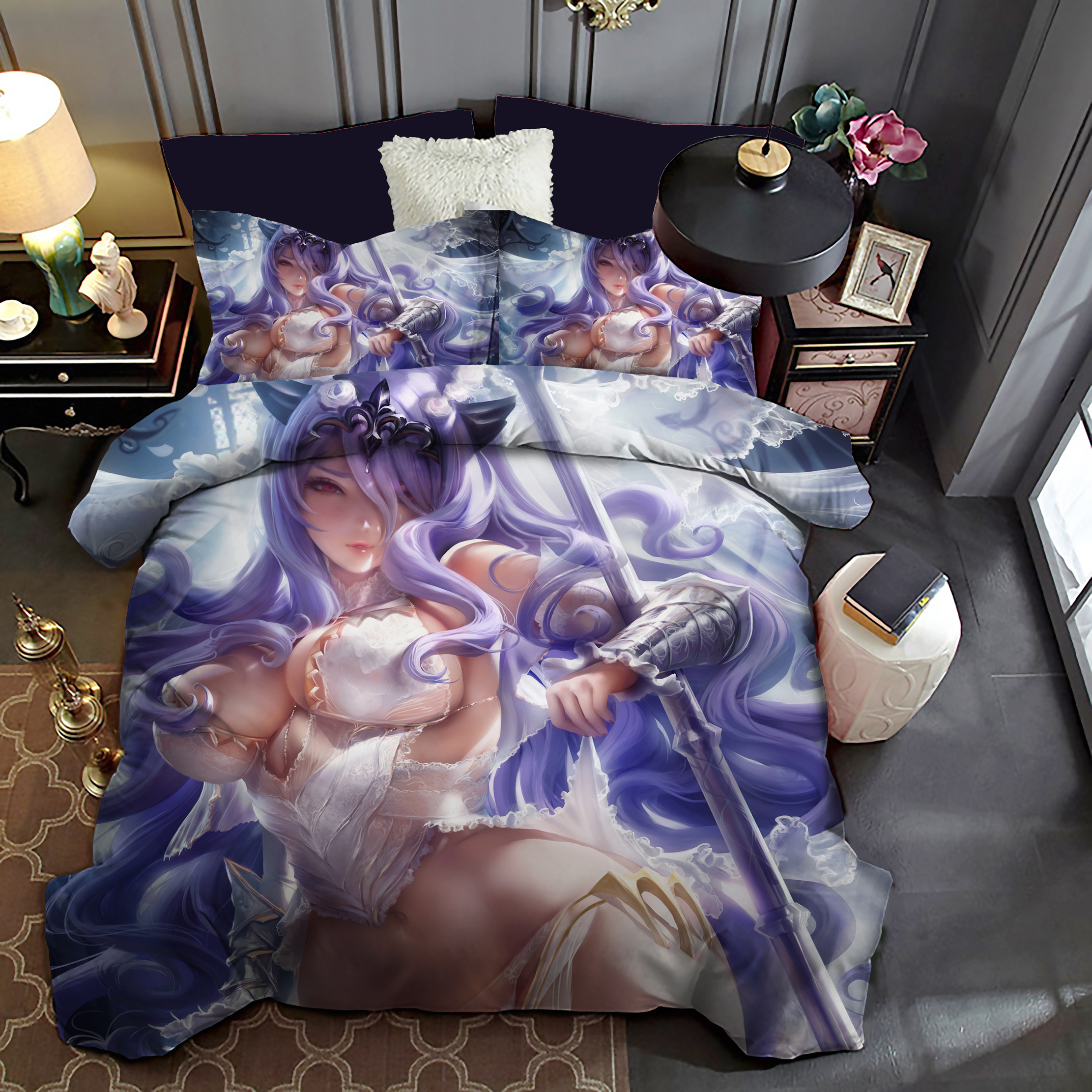 White Sand Goddess Model Duvet Cover and Pillowcase Set Bedding Set White Sand Goddess Model Duvet Cover and Pillowcase Set Bedding Set