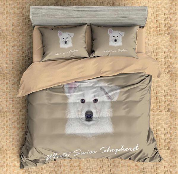 White Swiss Shepherd 2 Duvet Cover and Pillowcase Set Bedding Set White Swiss Shepherd 2 Duvet Cover and Pillowcase Set Bedding Set