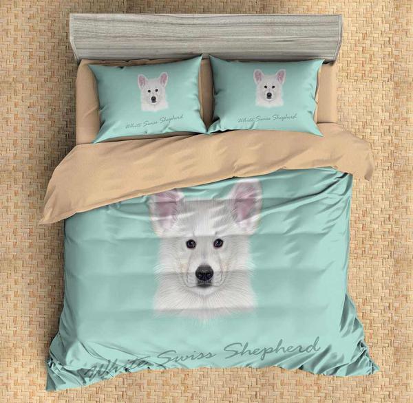 White Swiss Shepherd Duvet Cover and Pillowcase Set Bedding Set White Swiss Shepherd Duvet Cover and Pillowcase Set Bedding Set