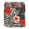 White Tropical Hibiscus Pattern Print Duvet Cover and Pillowcase Set Bedding Set