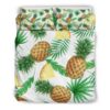 White Watercolor Pineapple Pattern Print Duvet Cover and Pillowcase Set Bedding Set