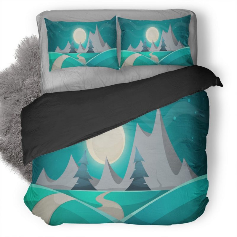 Winter Landsacape Snow Moon Minimalism Trees V6 Duvet Cover and Pillowcase Set Bedding Set Winter Landsacape Snow Moon Minimalism Trees V6 Duvet Cover and Pillowcase Set Bedding Set