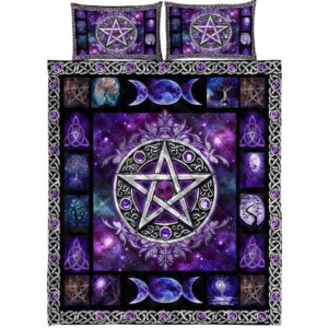 Witch Vibes Purple Pentagram Quilt Bedding Set