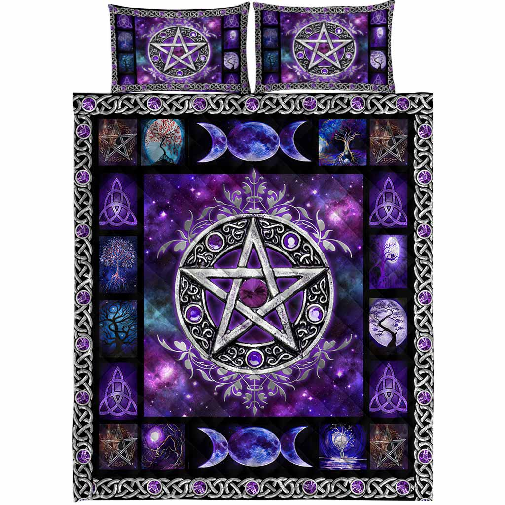 Witch Vibes Purple Pentagram Quilt Bedding Set Witch Vibes Purple Pentagram Quilt Bedding Set