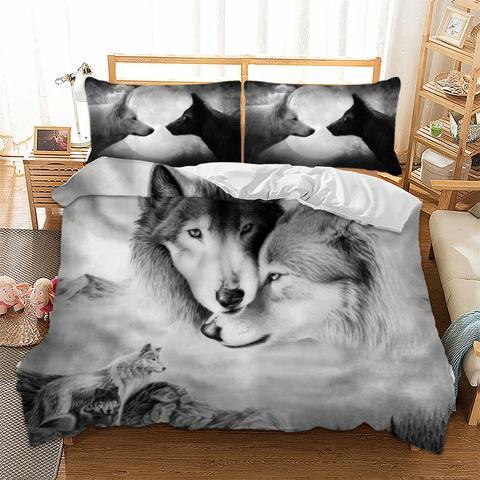 Wolf Couple Duvet Cover and Pillowcase Set Bedding Set Wolf Couple Duvet Cover and Pillowcase Set Bedding Set