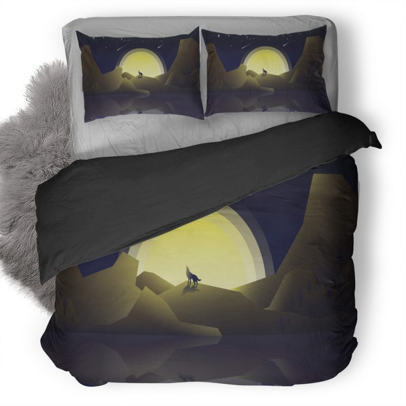 Wolf Howling Minimalist Gf Duvet Cover and Pillowcase Set Bedding Set Wolf Howling Minimalist Gf Duvet Cover and Pillowcase Set Bedding Set