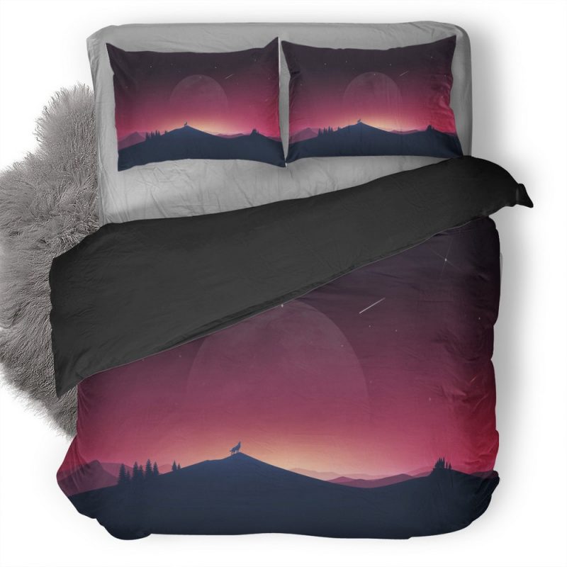 Wolf Howling To Moon Duvet Cover and Pillowcase Set Bedding Set Wolf Howling To Moon Duvet Cover and Pillowcase Set Bedding Set