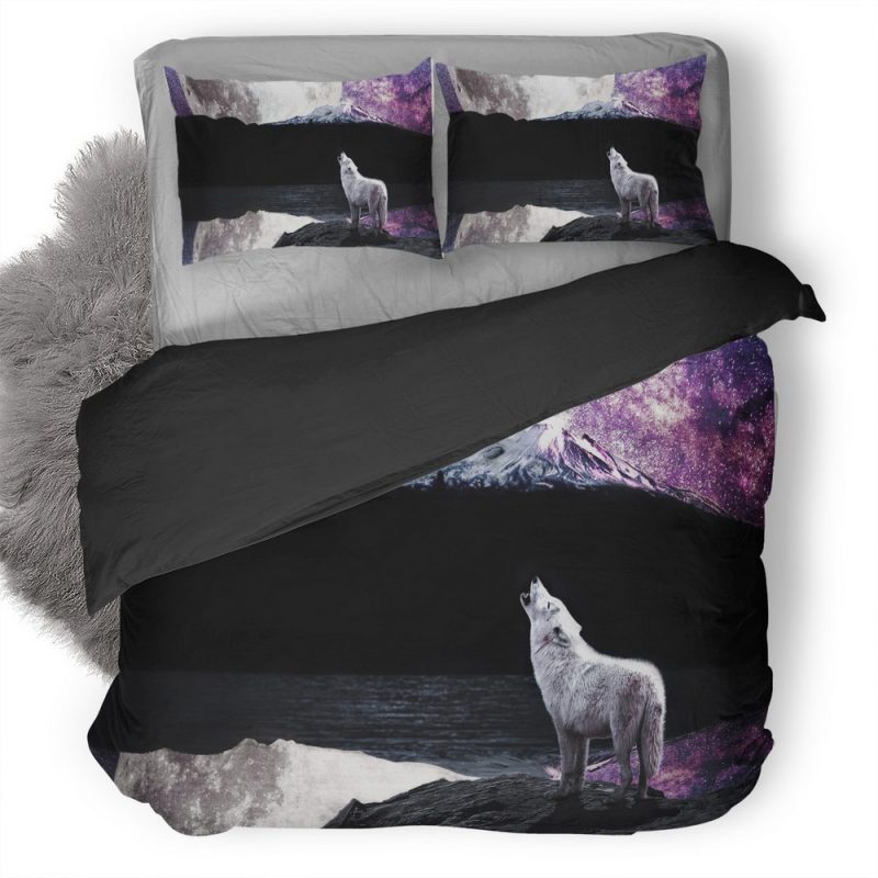 Wolf Moon River Zw Duvet Cover and Pillowcase Set Bedding Set Wolf Moon River Zw Duvet Cover and Pillowcase Set Bedding Set