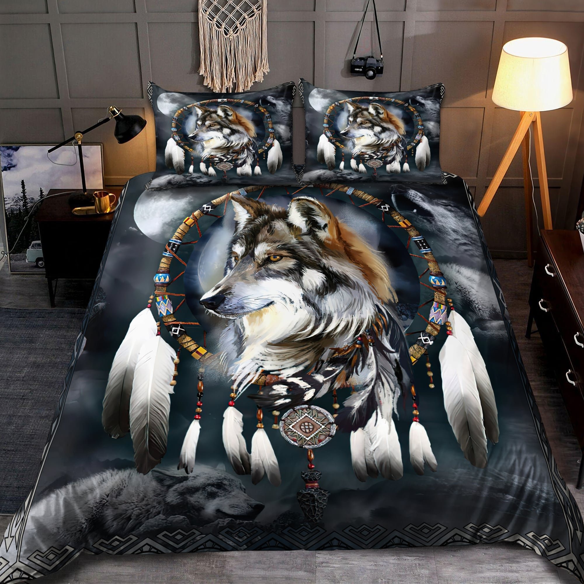 Wolf-Native-American-3D-All-Over-Printed-Bedding-Set-1