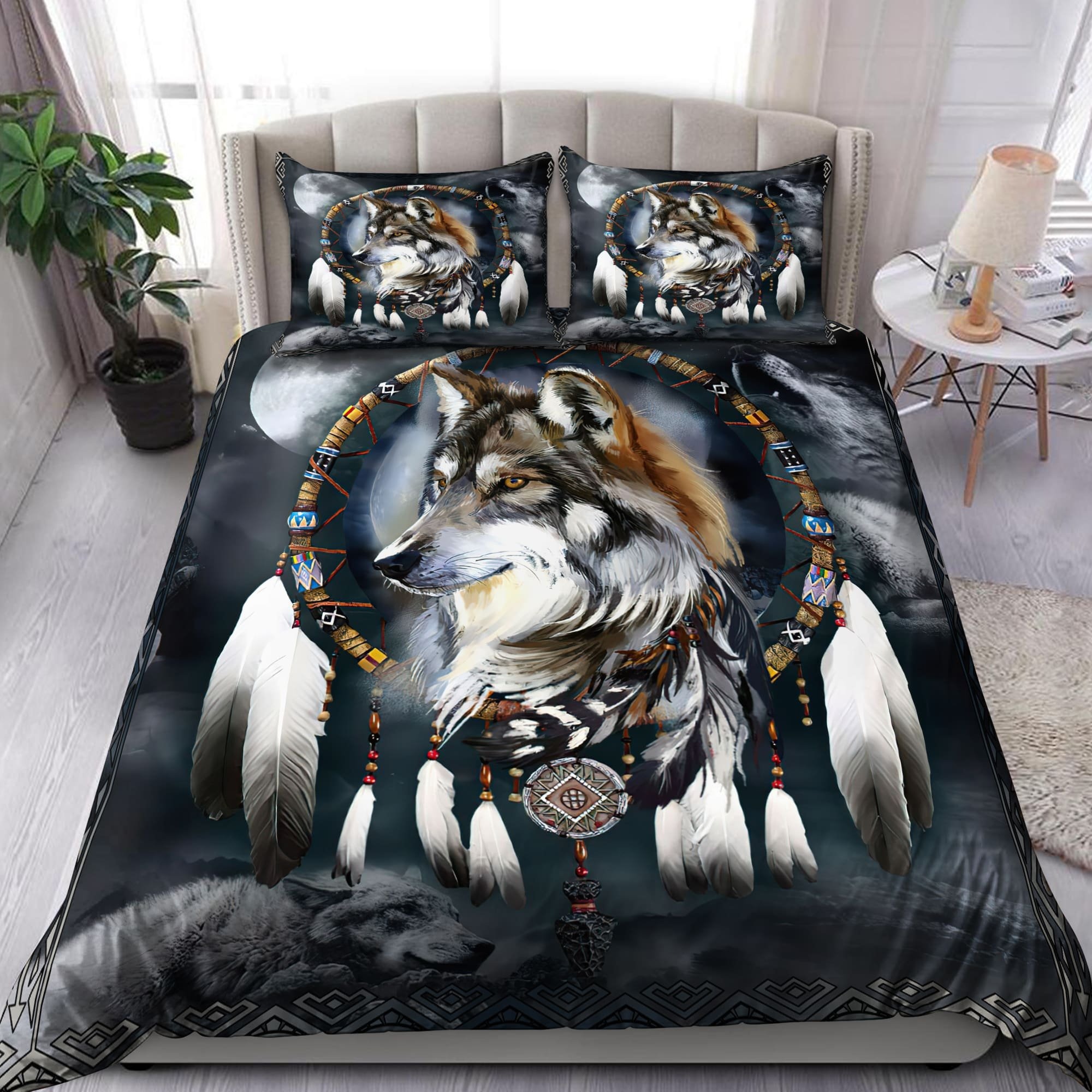 Wolf Native American 3D All Over Printed Bedding Set Wolf Native American 3D All Over Printed Bedding Set