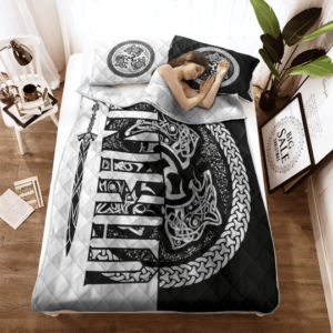 Wolf Symbol Of A Viking Quilt Bedding Set