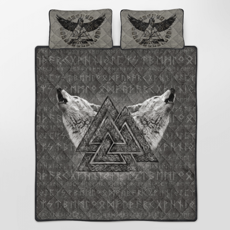 Wolf-Valknut-Raven-Quilt-Bedding-Set-2