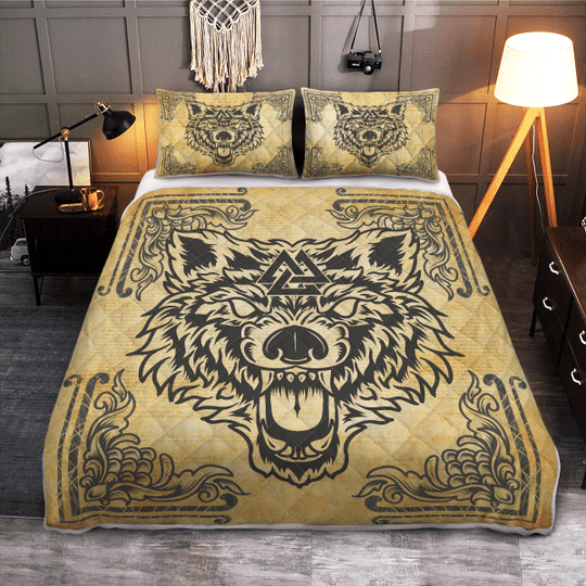 Wolf-Valknut-Viking-Quilt-Bedding-Set-1