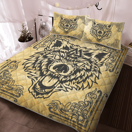 Wolf-Valknut-Viking-Quilt-Bedding-Set-2