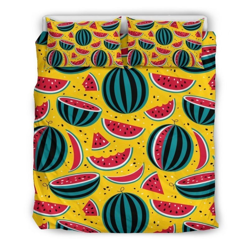 Yellow Watermelon Pieces Pattern Print Duvet Cover and Pillowcase Set Bedding Set Yellow Watermelon Pieces Pattern Print Duvet Cover and Pillowcase Set Bedding Set