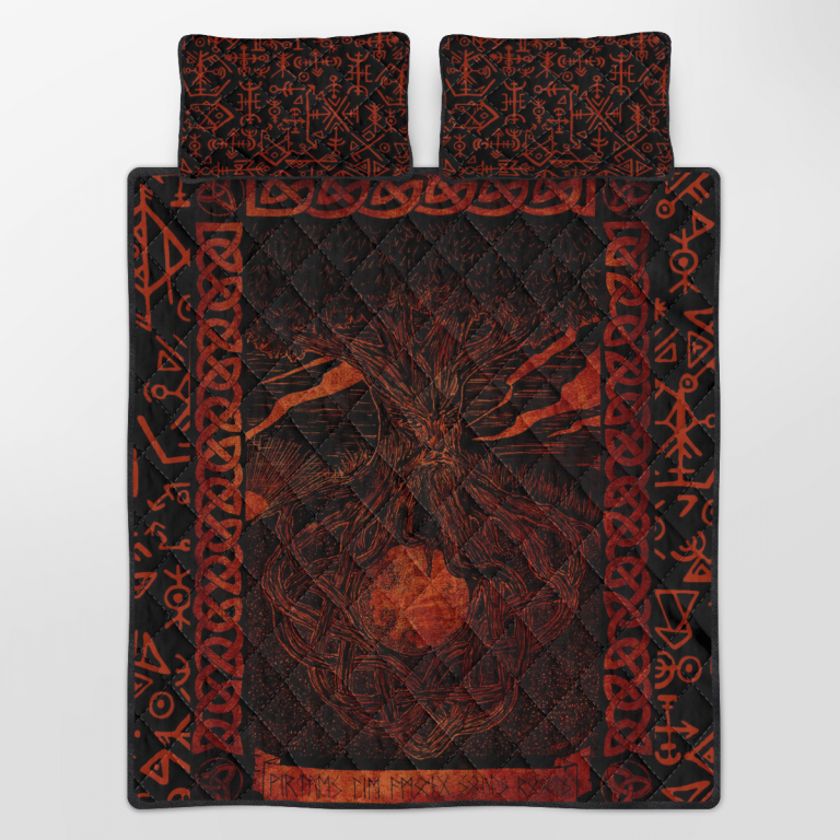 Yggdrasil-Red-Black-Quilt-Bedding-Set-1