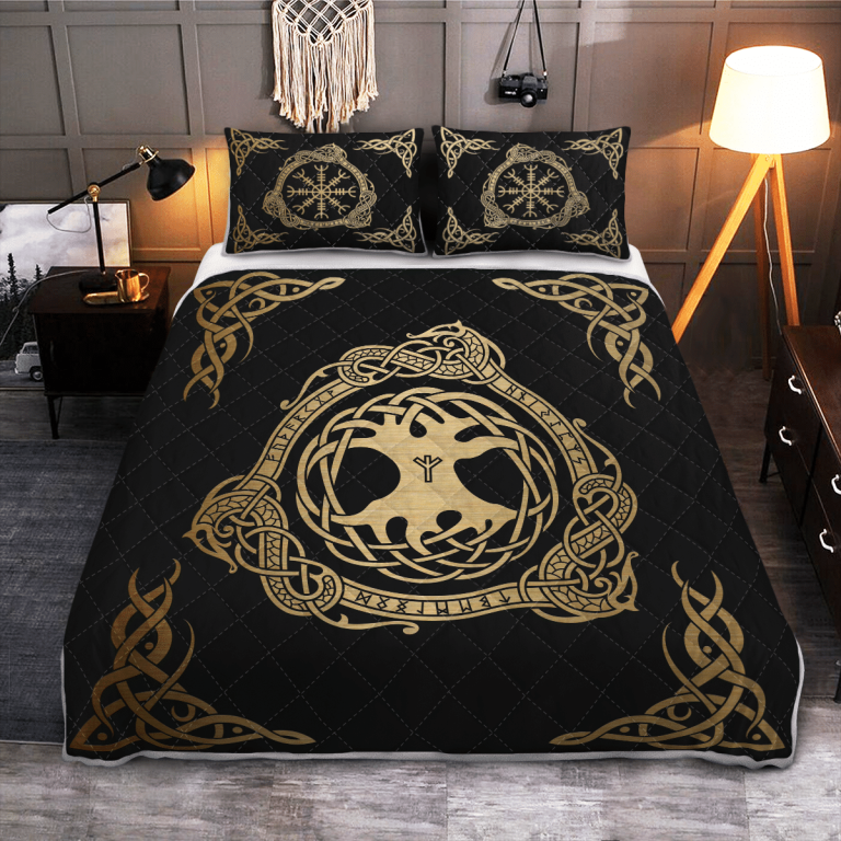 Yggdrasil-Tree-And-Vegvisir-Quilt-Bedding-Set-1