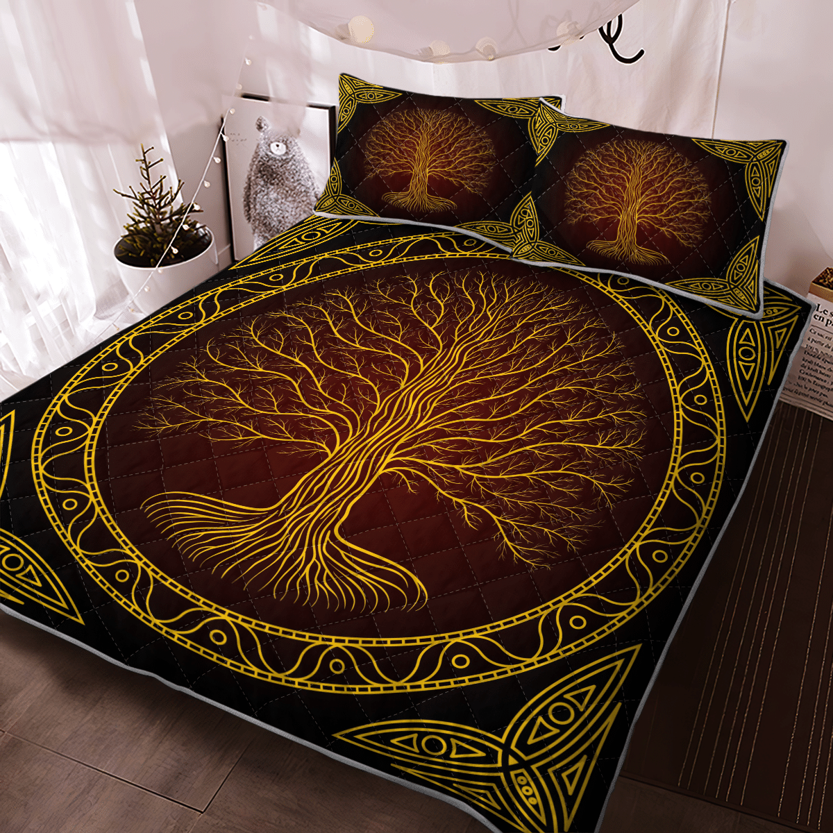 Yggdrasil Tree At Night Quilt Bedding Set Yggdrasil Tree At Night Quilt Bedding Set