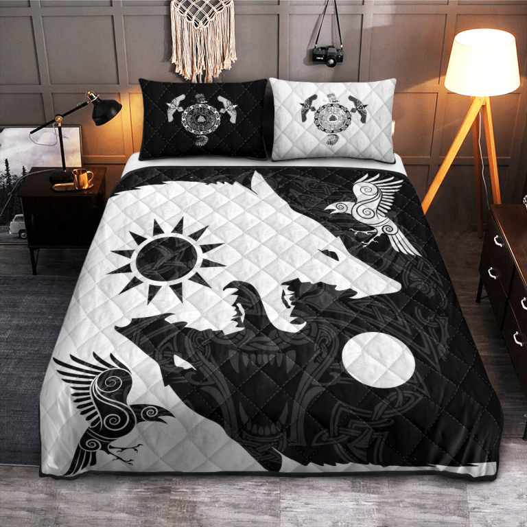 Yin-Yang-Wolf-And-Raven-Black-White-Quilt-Bedding-Set-1