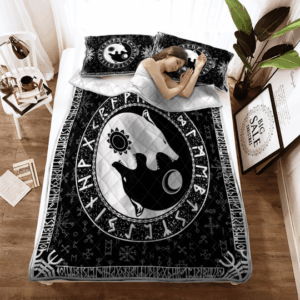 Yin Yang Wolf Viking Quilt Bedding Set