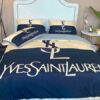 Ysl Yves Saint Laurent Dark Blue Khaki Bedding Set