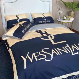 Ysl Yves Saint Laurent Khaki Navy Bedding Set