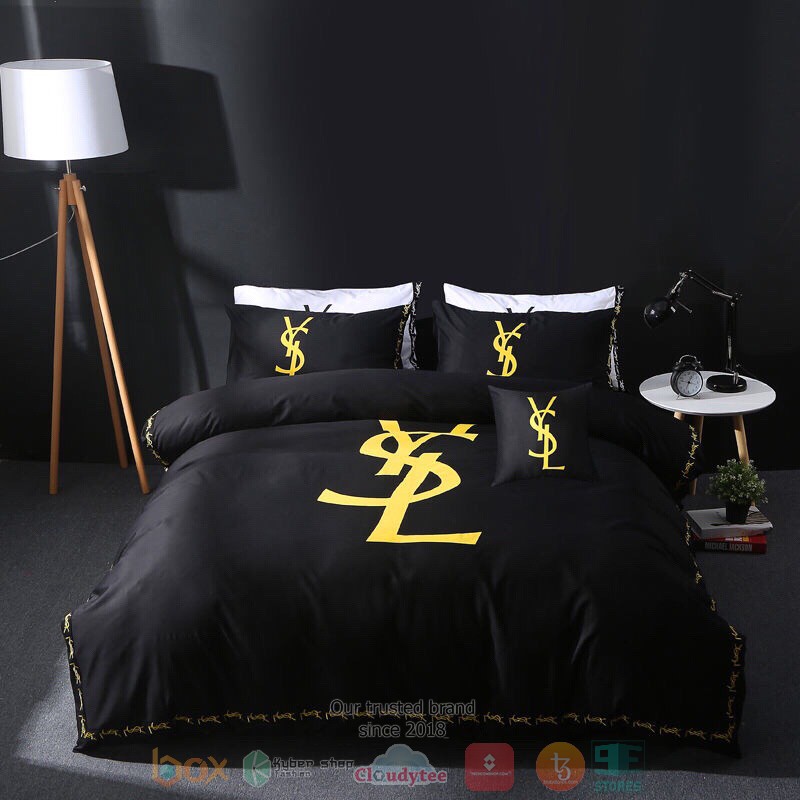 Ysl Yves Saint Laurent Luxury Brand Black Bedding Set Ysl Yves Saint Laurent Luxury Brand Black Bedding Set