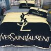 Ysl Yves Saint Laurent Luxury Brand Navy Bedding Set