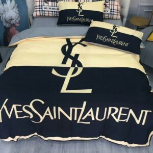 Ysl Yves Saint Laurent Luxury Brand Navy Bedding Set
