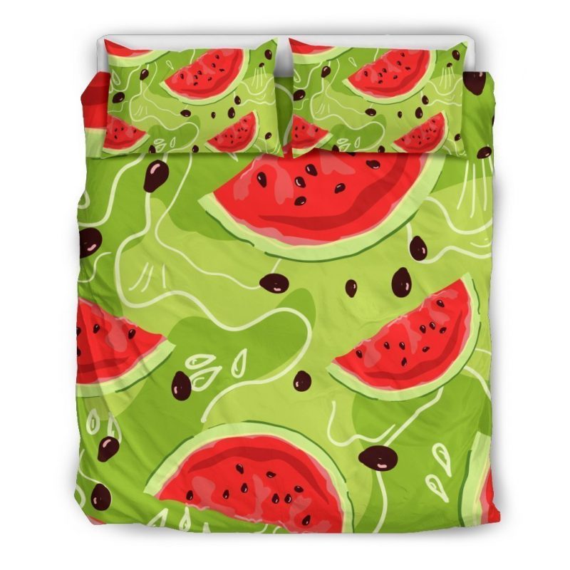Yummy Watermelon Pieces Pattern Print Duvet Cover and Pillowcase Set Bedding Set Yummy Watermelon Pieces Pattern Print Duvet Cover and Pillowcase Set Bedding Set