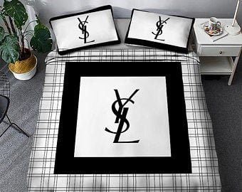 Yves Saint Laurent Check White Black Bedding Set Yves Saint Laurent Check White Black Bedding Set