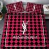 Yves Saint Laurent Checked Black Pink Bedding Set