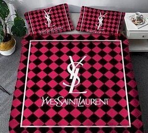 Yves Saint Laurent Checked Black Pink Bedding Set