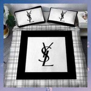 Yves Saint Laurent White Black Quilt Bedding Set