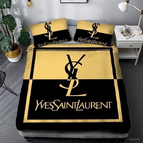 Yves Saint Laurent Ysl Black Yellow Bedding Set Yves Saint Laurent Ysl Black Yellow Bedding Set