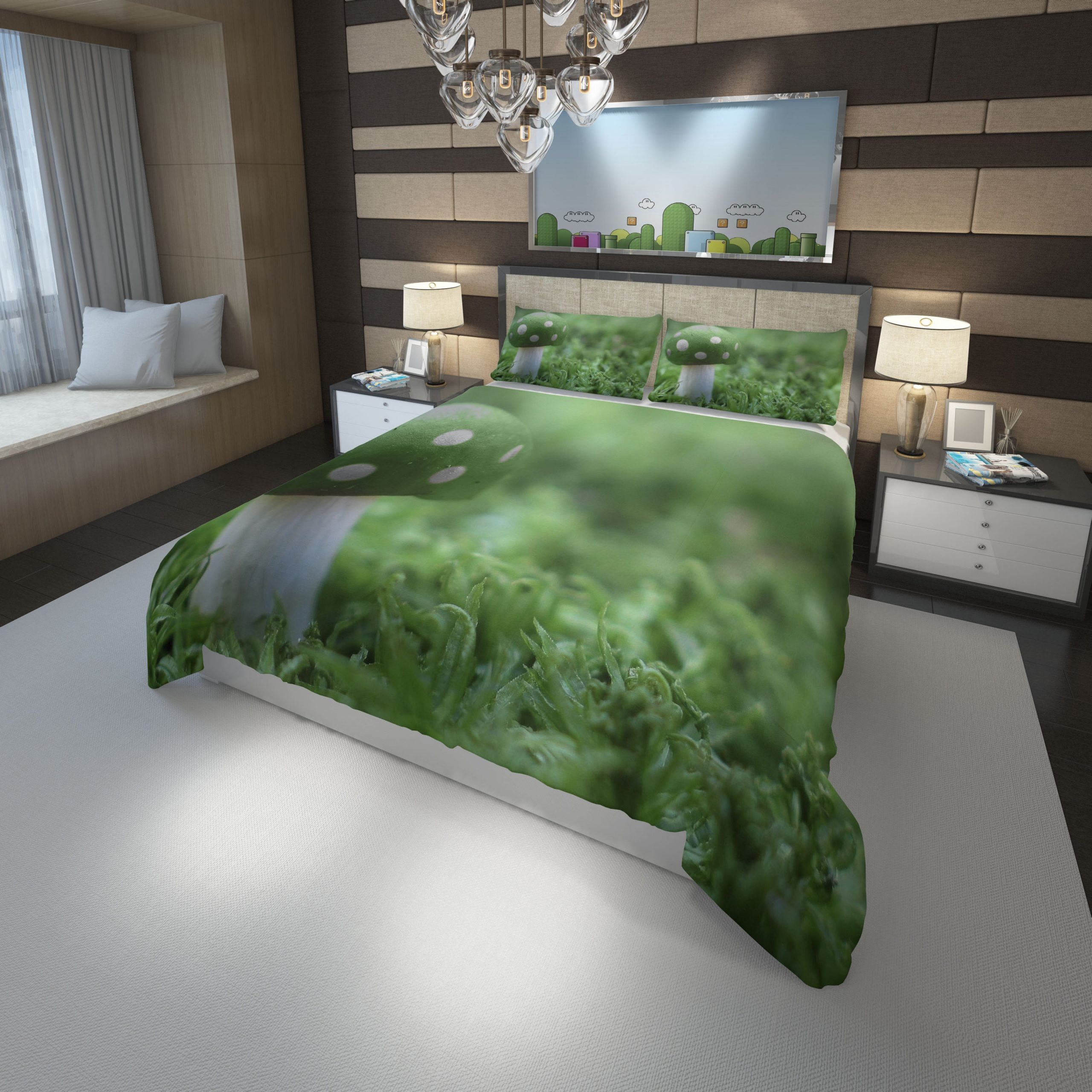 green mushroom Super Mario Duvet Cover and Pillowcase Set Bedding Set green mushroom Super Mario Duvet Cover and Pillowcase Set Bedding Set