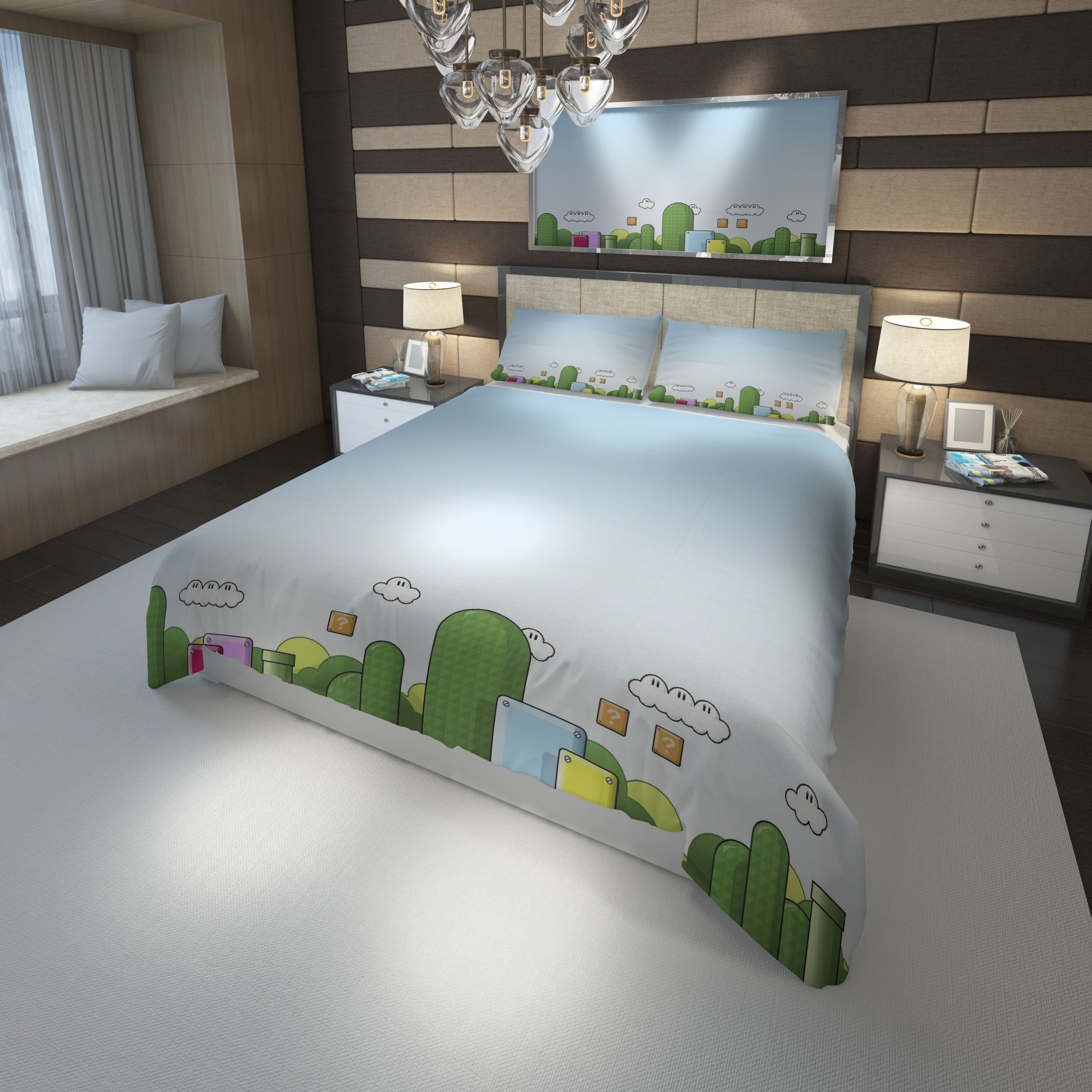 minimalism Super Mario Bross Duvet Cover and Pillowcase Set Bedding Set minimalism Super Mario Bross Duvet Cover and Pillowcase Set Bedding Set