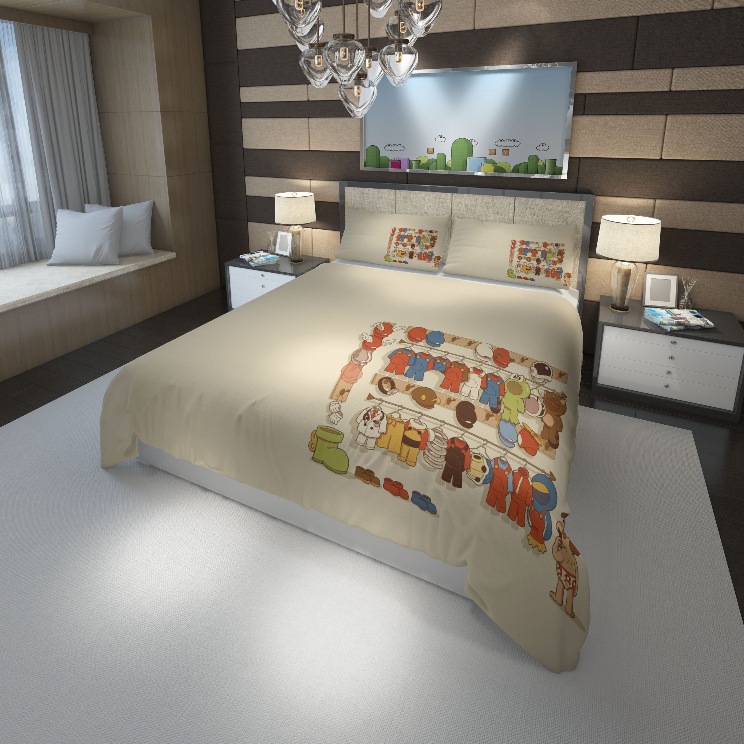 minimalism Super Mario Duvet Cover and Pillowcase Set Bedding Set minimalism Super Mario Duvet Cover and Pillowcase Set Bedding Set